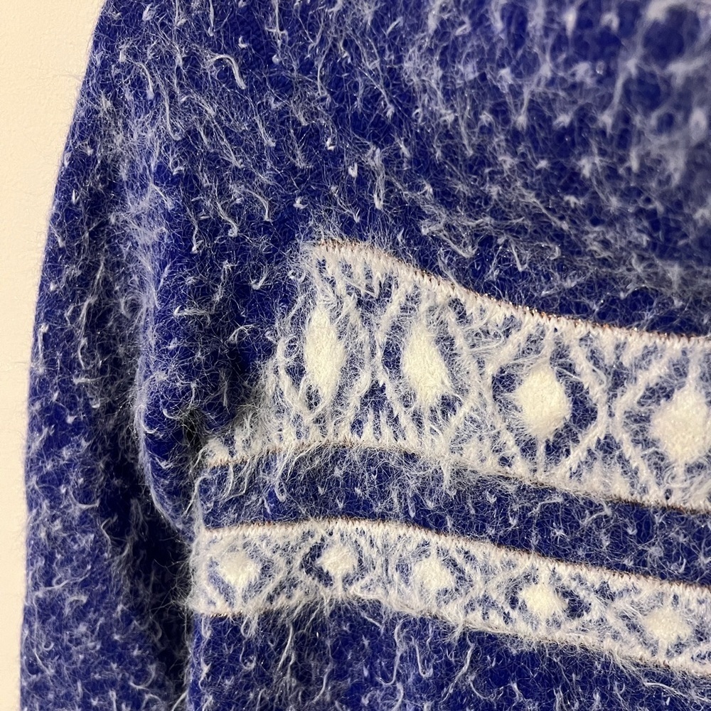 Anthropologie Sleeping On Snow Faroe Off Shoulder Sweater Blue Small - Picture 4 of 12